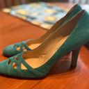 Jimmy Choo AUTHENTIC  Green Teal Designer Pumps Heels Real Leather Size 39 US 8.5 Photo 2