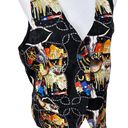 Nicole Miller Vintage  Printed Vest Cowboy Rodeo Western Silk Black Size Large Photo 4