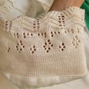 Energie Vintage  by Currants White Crewneck Lace Hem Women's Sweater Size Large Photo 7