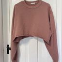 Good American  Pink Mauve cropped sweatshirt with ribbed side panels size med Photo 1