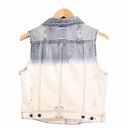 Z Supply  Anthro Dip Dye Beaded Jean Vest Boho Women’s Size Medium Cotton Denim Photo 2