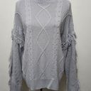 Simply Southern  Gray Cable Knit Fringe Oversized Sweater Size XL Photo 0