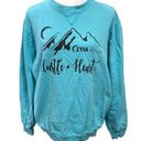 Zyia  Active Hustle & Heart Logo Sweatshirt Port & Co Size Medium Blue RARE Photo 0