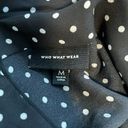 Who What Wear  Black White Polkadot Long Sleeve Top neck tie Bow Medium Button Up Photo 6