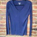 Merona  Navy Blue Long Sleeve V-Neck The Ultimate Tee T-Shirt Women's Size Small Photo 0