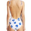 ONIA White Ginny Blue Floral Tie Strap Open Back One Piece Swimsuit Small S Photo 1