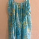 Oscar de la Renta  blue floral tank blouse sz L Photo 4