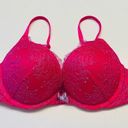 Victoria's Secret  Bombshell Plunge Super Push Up Bra Lace 36A add 2 Cups Pink Photo 4