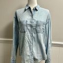 AG Adriano Goldschmied  Chambray Denim Button Up Down Blouse Top Blue Small Photo 14