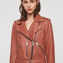 All Saints Balfern Belted Hem Leather Biker Jacket in Rosewood, in size 8 Photo 1