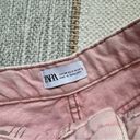 ZARA  Light Pink High Rise Side Slit Button Fly Cut-Off Denim Shorts Women’s 2 Photo 8