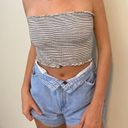 Brandy Melville Black And White Striped Crop Top Photo 2