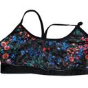 Gottex  Floral Sports Bra Size Medium Black Mesh Athletic Workout Gym Racerback Photo 8