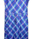 Patagonia  Size 6 Dress Blue Purple Plaid Midi Long Short Sleeve Shift 1135 Photo 9