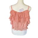 LC Lauren Conrad Lauren Conrad XL orange & white check off-the-shoulder sleeves women's crop top Photo 4