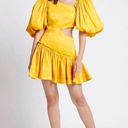 Chateau Aje  Cut Out Mini Dress Yellow Linen Blend Size 4 Photo 6