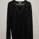 IRO  Alety 100% Linen Lace-Up Long-Sleeve Top in Black Size Small Photo 1