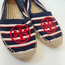 Tory Burch Logo Striped Slip On Espadrilles Flats Blue Red US 10 Photo 2