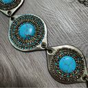 Chico's  Turquoise Southwestern Beaded Chain Belt Waist Adjustable Bohemian Blue Photo 1