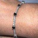 Onyx Diamond and  Sterling Silver Tennis Bracelet with Double Lock Clasp Photo 1