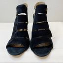 Isola  Black Strappy Suede Peep Toe Heel Sandals Size 9.5 Womens Photo 2