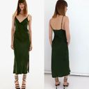 ZARA Draped Lingerie Style Emerald Forest Green Midi Dress  Photo 6