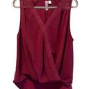 Alya  Boho Peplum Sleeveless Blouse Burgundy Red Women’s Size Small Photo 0