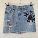 Rag and Bone  Dive Denim Floral Embroidered Distressed Mini Skirt Light Wash Photo 1