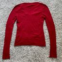 BCBG Maxazria Long Sleeve Knit Sweater Pullover V-neck Red Size L Photo 1