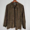 Marsh Landing Vtg  Womens Jacket Large Brown Suede Leather Button Down Shacket Photo 5