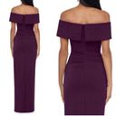 XScape Off The Shoulder Slit Crepe Evening Gown Purple Sz 4 Bodycon Maxi NWT Photo 2