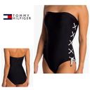 Tommy Hilfiger New.  black lace side bandeau swimsuit. Size 8 Photo 1