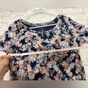 J.Jill  floral blue pink Pima cotton scoop neck elbow sleeve tee top medium Photo 4