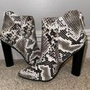 Qupid  Black and White Snakeskin Faux Leather Heeled Boots Photo 3