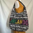 Robin Ruth  ORLANDO Hobo Large Shoulder Bag Black Canvas Texture Lettering Tag Photo 51