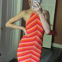 RUNAWAY THE LABEL Crochet Striped Halter Dress Photo 0