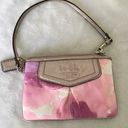 Coach Wristlet Madison Pink Floral Watercolor and Silver Metallic Coin Pouch Photo 2