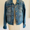 Old Navy Y2K  Denim Blue Jean Cotton Jacket Back Bedazzled Silver Sparkle Cross Photo 2