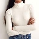 Madewell  Ribbed Knit Turtleneck Top in Antique Cream Ivory Women’s Size Medium Photo 0