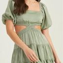 Altar'd State NWT Womens Altar’d State Elise Puff Sleeve Cut Out Green Mini Dress size XS Photo 0