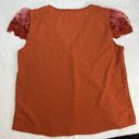 SheIn Frenchy Swiss Dot Guipure Lace Detail Embroidered Mesh Blouse Rust Orange Photo 7