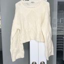 Madewell NWT  Diamond-Stitch Crewneck Crop Sweater Cream Photo 1