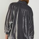 Pilcro Anthropologie Orsay Velvet Buttondown Grey Silver Boho Blouse Size M/L Photo 2