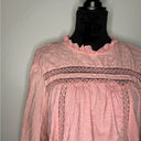 Caslon  Pink Swiss Dot Long Sleeve Blouse Cottagecore  Balloon Sleeve Photo 15