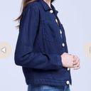 L'AGENCE L’AGENCE 100% Linen Celine Jacket SMALL Marine Gold Button Woven Relaxed Fit  Photo 2