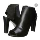 Stuart Weitzman Black Open Toe Leather High Heel Block Bootie Size 38.5 Photo 1
