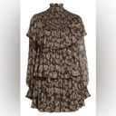 Cinq à Sept  Drew Leaf Print Long Sleeve Smocked Dress In Cacao Multi Size 10 Photo 9