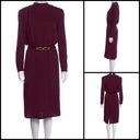 St. John  Marie Gray Burgundy Santana Knit Midi Dress Shoulder Buttons Size 6 Photo 1