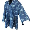 Tommy Bahama  Hula Hut Tropical Print Baja Blue Linen Blend Hoodie Photo 4