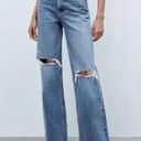 ZARA  high rise wide leg straight jeans Size 8 Medium Wash Photo 0